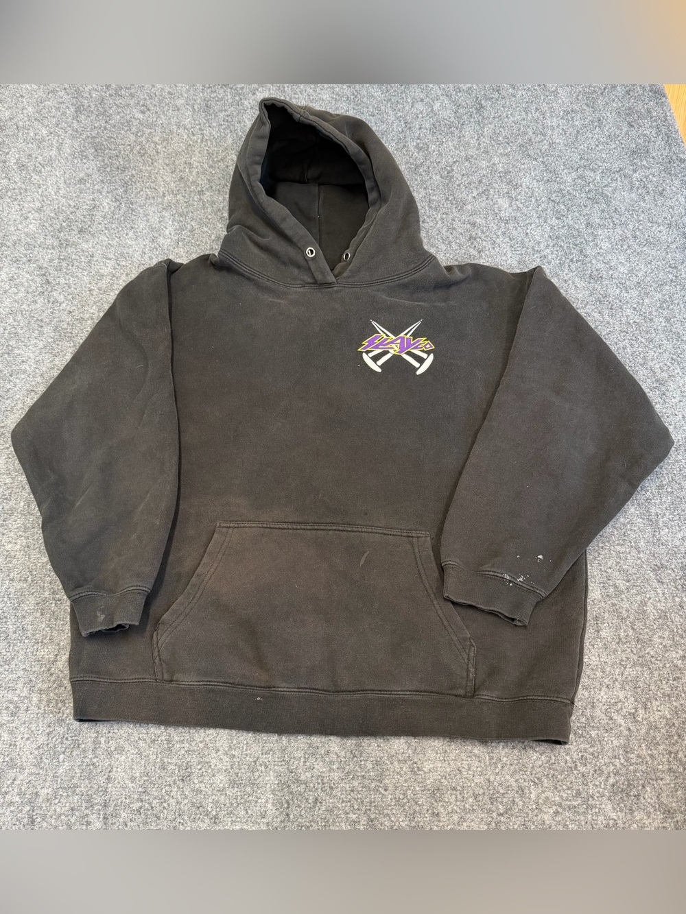 Levi's Black Crewneck Hoodie with Purple & Yellow Chest Logo